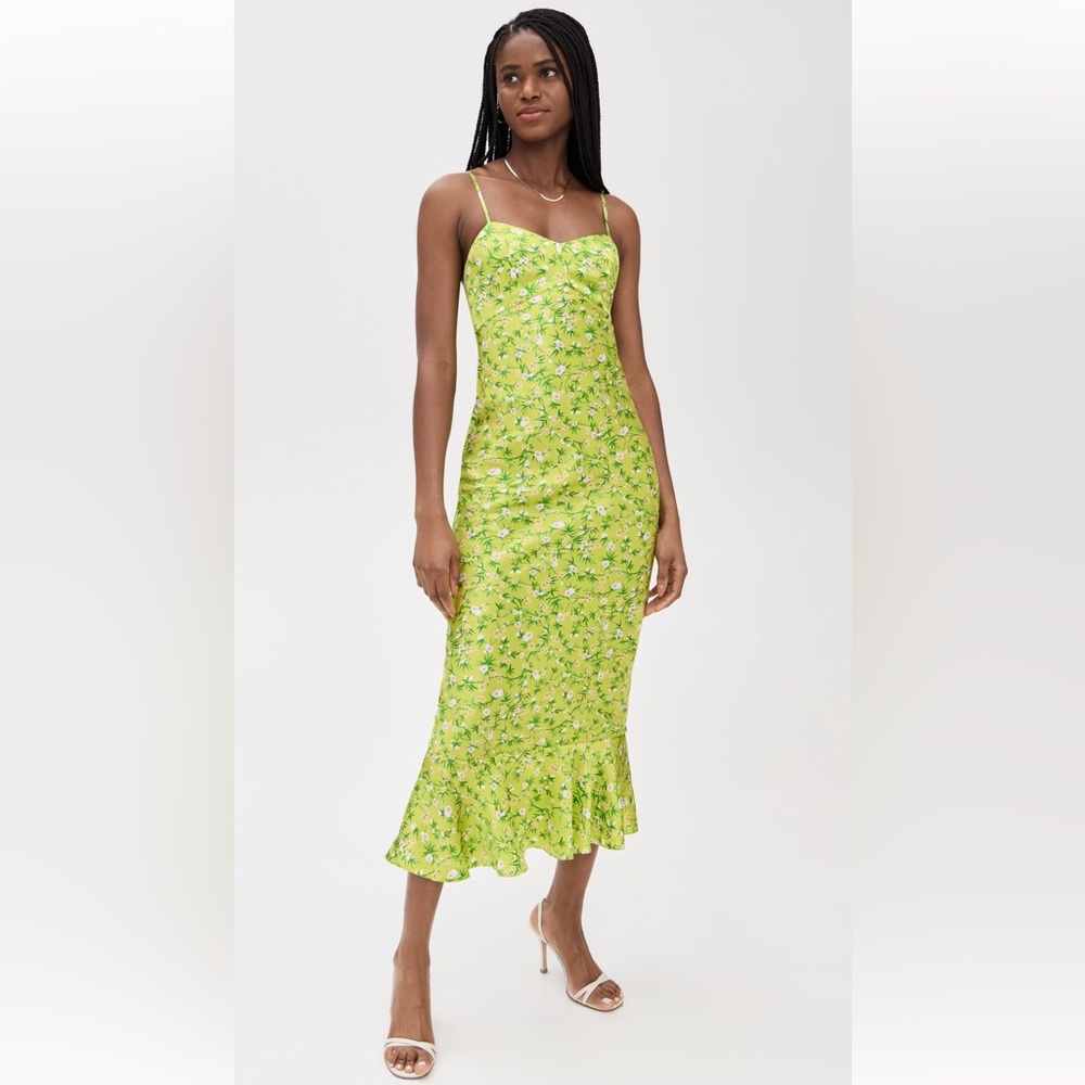 SALONI Green Floral Midi Dress